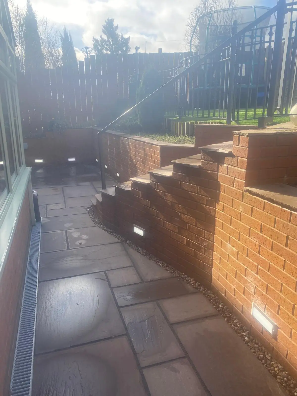 Outdoor step lights installed in garden